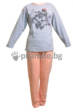 Дамска пижама - дълъг ръкав, вата Цвете 21076